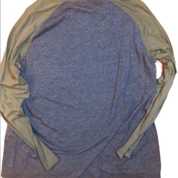 Olive and Dark Grey Crew Neck Long Sleeved Tee - Picture 3 of 3